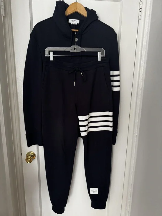 Thom Browne striped cotton-terry hooded blazer + matching sweatpants - Picture 6 of 7